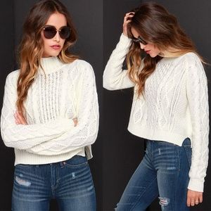 MINKPINK Chalet Girl Cream Mock Neck Sweater M